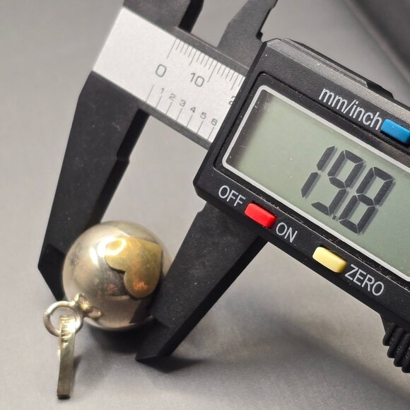 VTG Sterling Silver & Gold-Tone Heart Bell Pendant Charm 1.25" 12.28g Mexico 925 - Picture 6 of 7